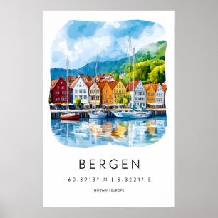 Affiche Aquarelle de Bergen 2