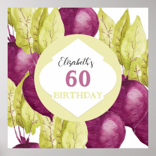 Affiche Aquarelle de betteraves mignonnes Art personnalisé