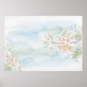 Affiche aquarelle de branche de floraison printani