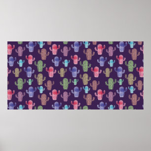 Affiche Aquarelle de cactus tendance tirant en continu mot