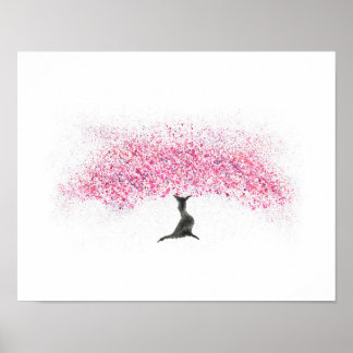 Affiche Aquarelle de cerisier en fleurs