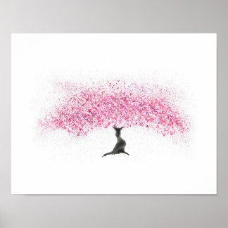 Affiche Aquarelle de cerisier en fleurs