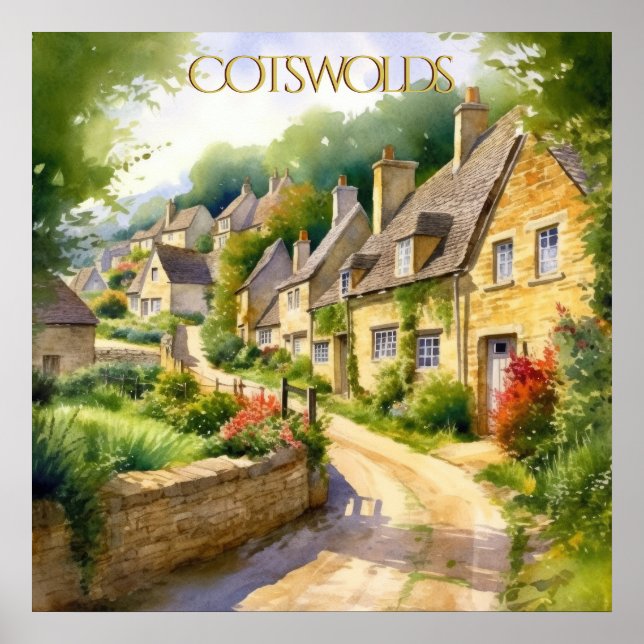 Affiche Aquarelle de charme dans les Cotswolds Travel (Devant)
