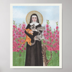 Affiche Aquarelle de chat Perse Noir Aqua Vase