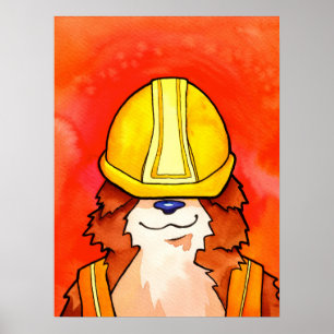 Affiche Aquarelle de construction Corgi
