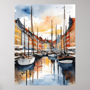 Affiche Aquarelle de Copenhague