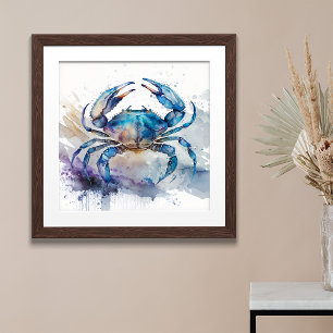 Affiche Aquarelle de crabe bleu