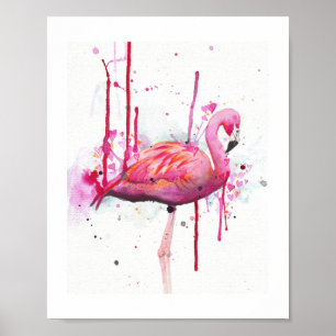 Affiche aquarelle de flamant