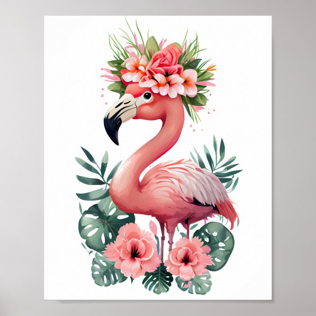 Affiche aquarelle de flamingo minimale (Devant)