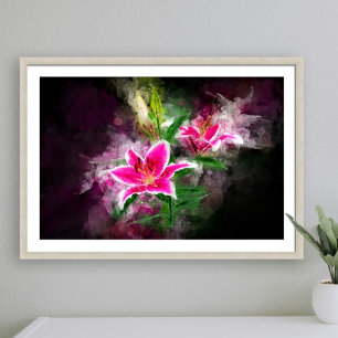Affiche Aquarelle de fleur de Stargazer Lily - bb 02