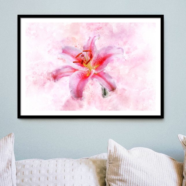 Affiche Aquarelle de fleur de Stargazer Lily - wb 01 (Créateur téléchargé)