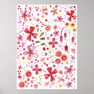 Affiche Aquarelle de fleurs sauvages