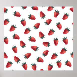 Affiche Aquarelle de fraises : Jouer Motif sans couture