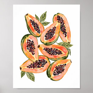 Affiche Aquarelle de fruits de papaye