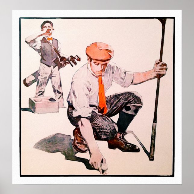 Affiche Aquarelle de golf 1908 Imprimer (Devant)