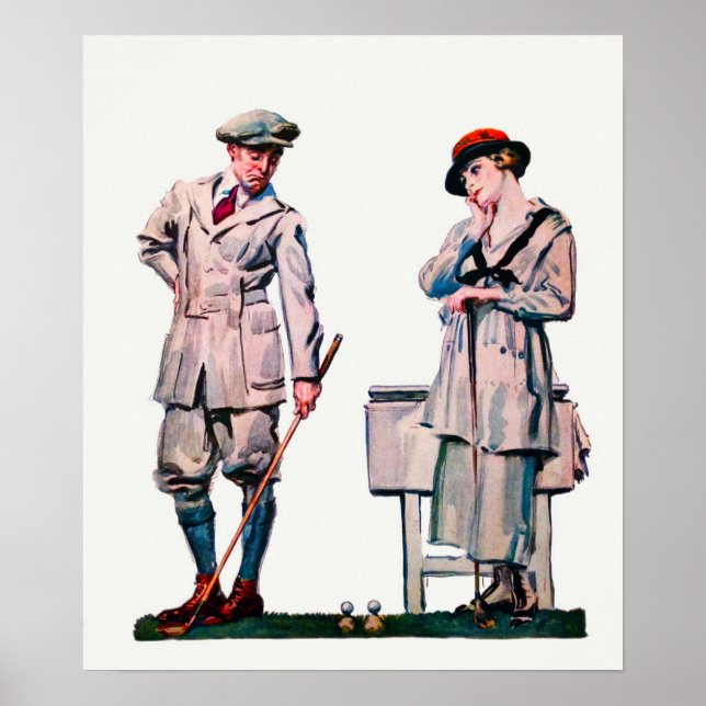 Affiche Aquarelle de golf 1920 (Devant)