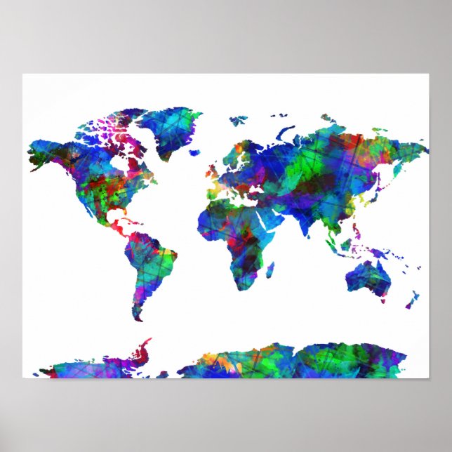 Affiche aquarelle de la carte mondiale 6 (Devant)