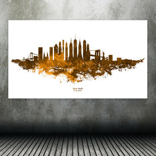 Affiche Aquarelle de la skyline de New York City en orange