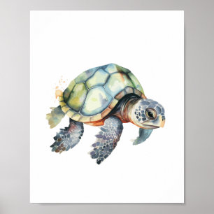 Affiche Aquarelle de la tortue marine