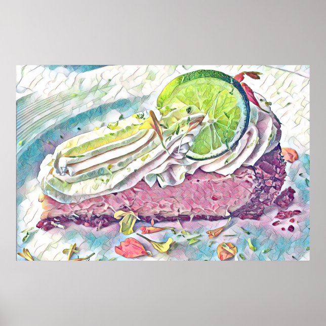 Affiche Aquarelle de la tourte de citron vert de Key West, (Devant)