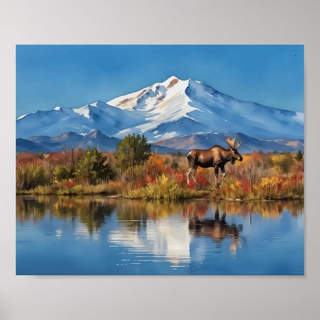 Affiche Aquarelle de l'Alaska du parc national de Denali (Devant)