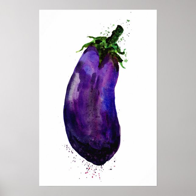 Affiche Aquarelle de l'aubergine (Devant)