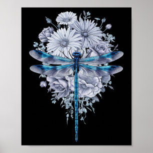 Affiche Aquarelle de libellules bleues L'art Insecte la Te