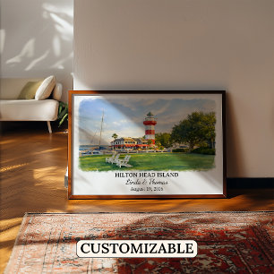 Affiche Aquarelle de l'île de Hilton Head en Caroline du S