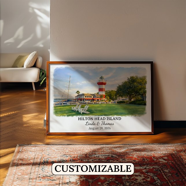 Affiche Aquarelle de l'île de Hilton Head en Caroline du S (Créateur téléchargé)