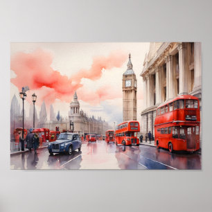 Affiche aquarelle de Londres 