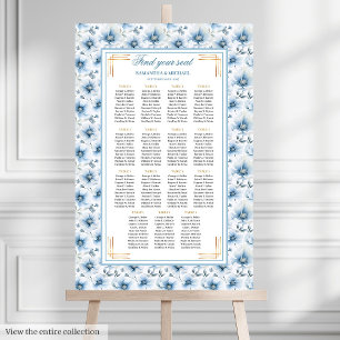Affiche Aquarelle de luxe Pastel Bleu Or Plat
