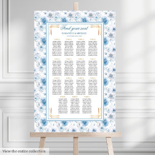 Affiche Aquarelle de luxe Pastel Bleu Or Plat