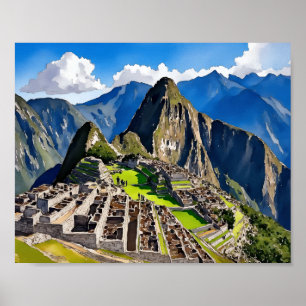 Affiche Aquarelle de Machu Picchu Pérou