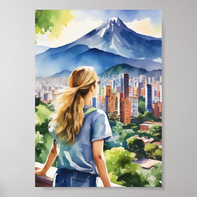 Affiche Aquarelle de Medellin Colombie (Devant)
