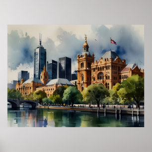 Affiche Aquarelle de Melbourne