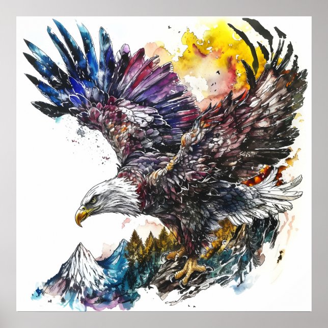 Affiche Aquarelle de Mountain Majesty Eagle (Devant)