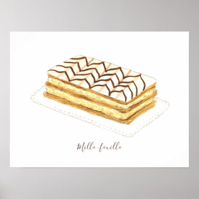Affiche Aquarelle de pâtisserie de feuille de ille (Devant)