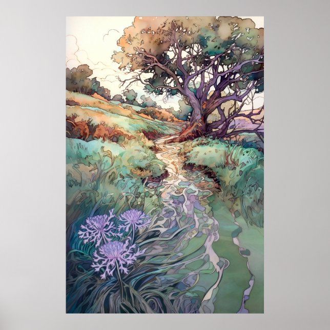 Affiche Aquarelle de paysage  (Devant)