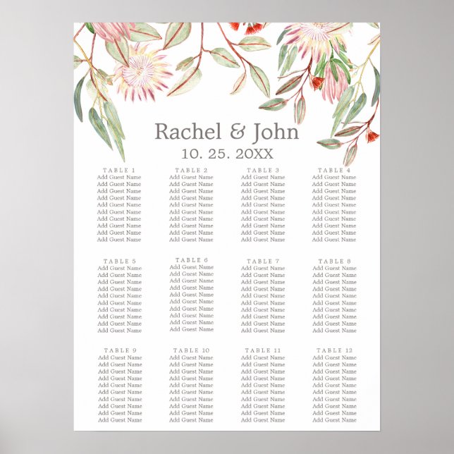 Affiche Aquarelle de pêche Carte de siège Floral Australie (Devant)