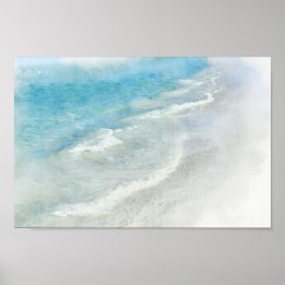 Affiche Aquarelle de plage de sable blanc - Turquoise Aqua