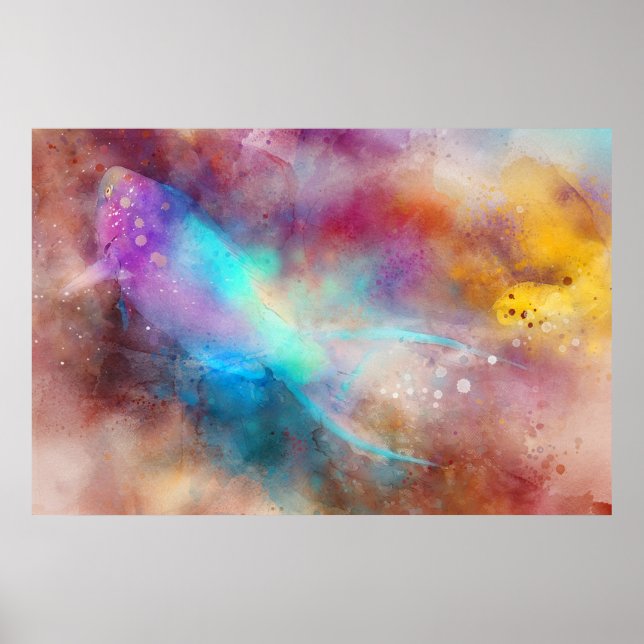 Affiche Aquarelle de poisson tropical hawaïen - poisson pe (Devant)