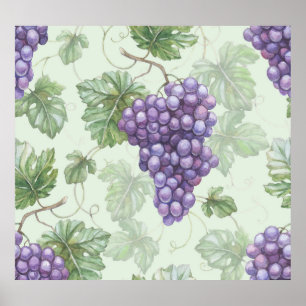 Affiche Aquarelle de raisins, Motif sans arôme de fruits.