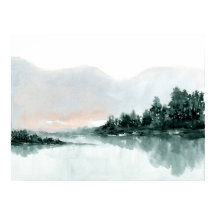 Aquarelle de réflexion du lac Mountain