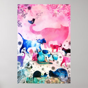 Affiche Aquarelle de rose d'art de parties scintillantes