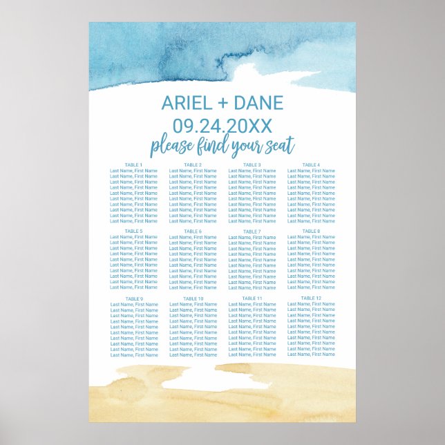 Affiche Aquarelle de sable et de mer (Devant)