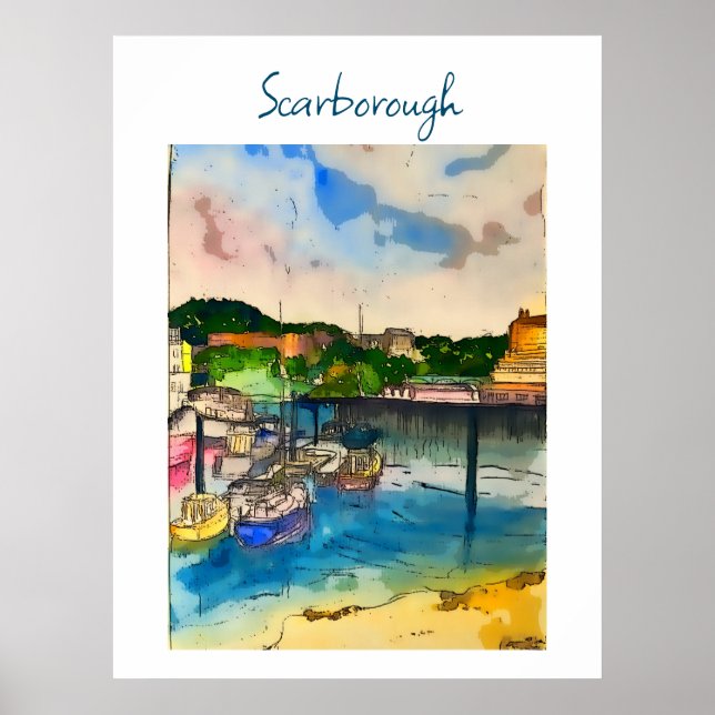 Affiche Aquarelle de Scarborough (Devant)
