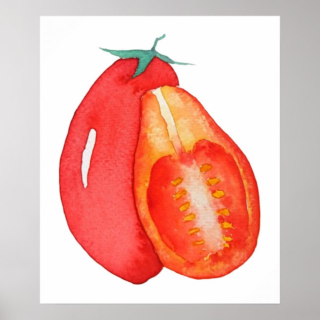 Affiche aquarelle de tomate de raisin rouge (Devant)