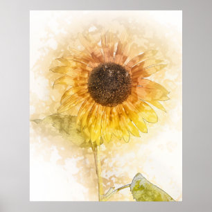 Affiche Aquarelle de tournesol