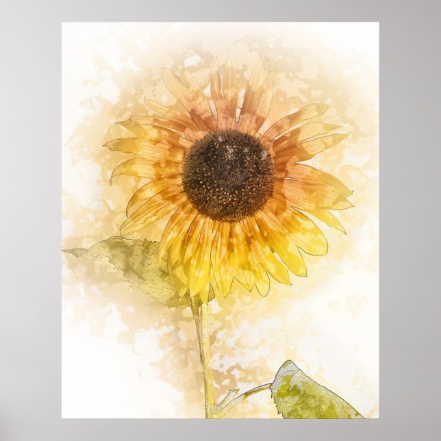Affiche Aquarelle de tournesol (Devant)