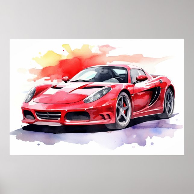 Affiche Aquarelle de voiture (Devant)
